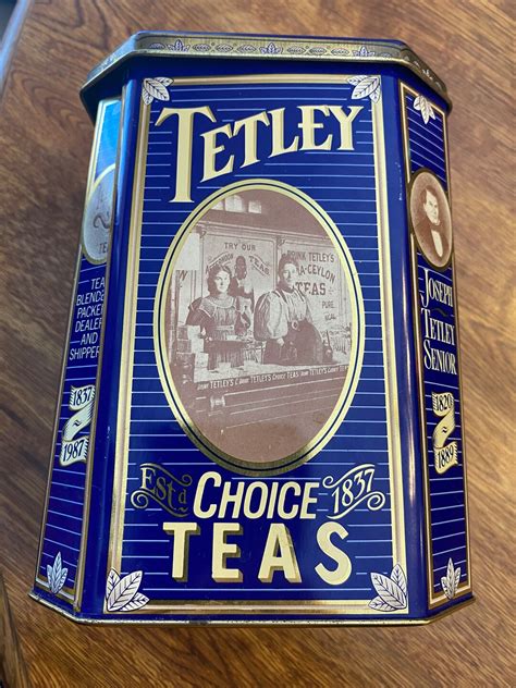 tetley tea metal box|Vintage Tetley Tea 1837.